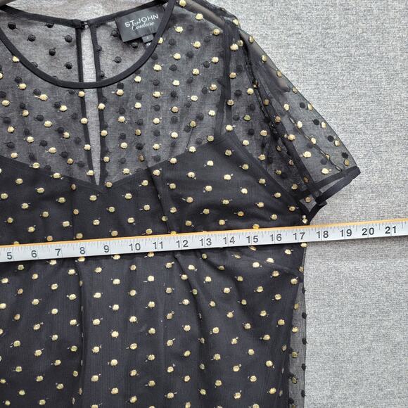 ST. JOHN COUTURE SHEER POLKA DOT TOP, SIZE 4 - Picture 5 of 7